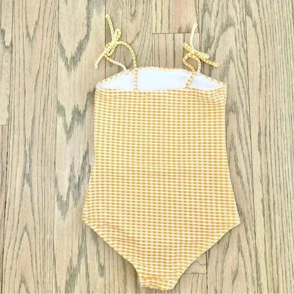Cotton On Kids Girls Kerrie One Piece Orange and White Checkered Swimsuit Size 8 - Picture 4 of 8